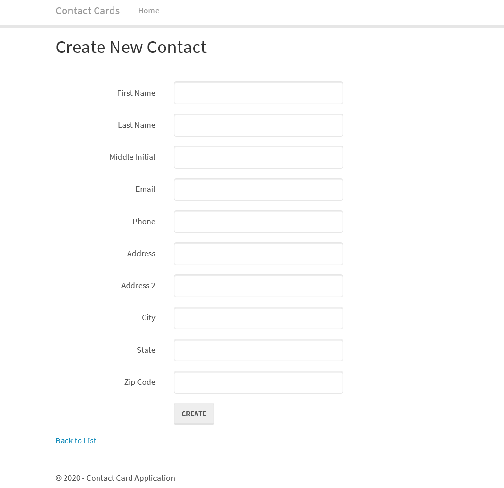 Create Contacts Form