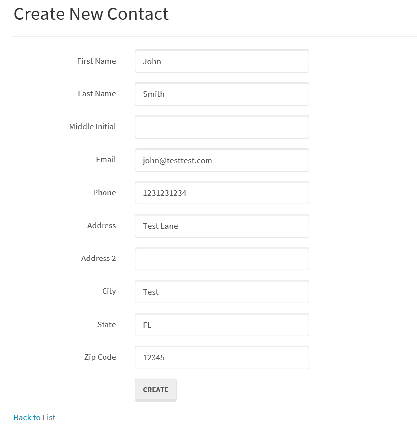 Filled Contacts Form