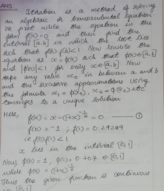 Numerical solution by Iteration