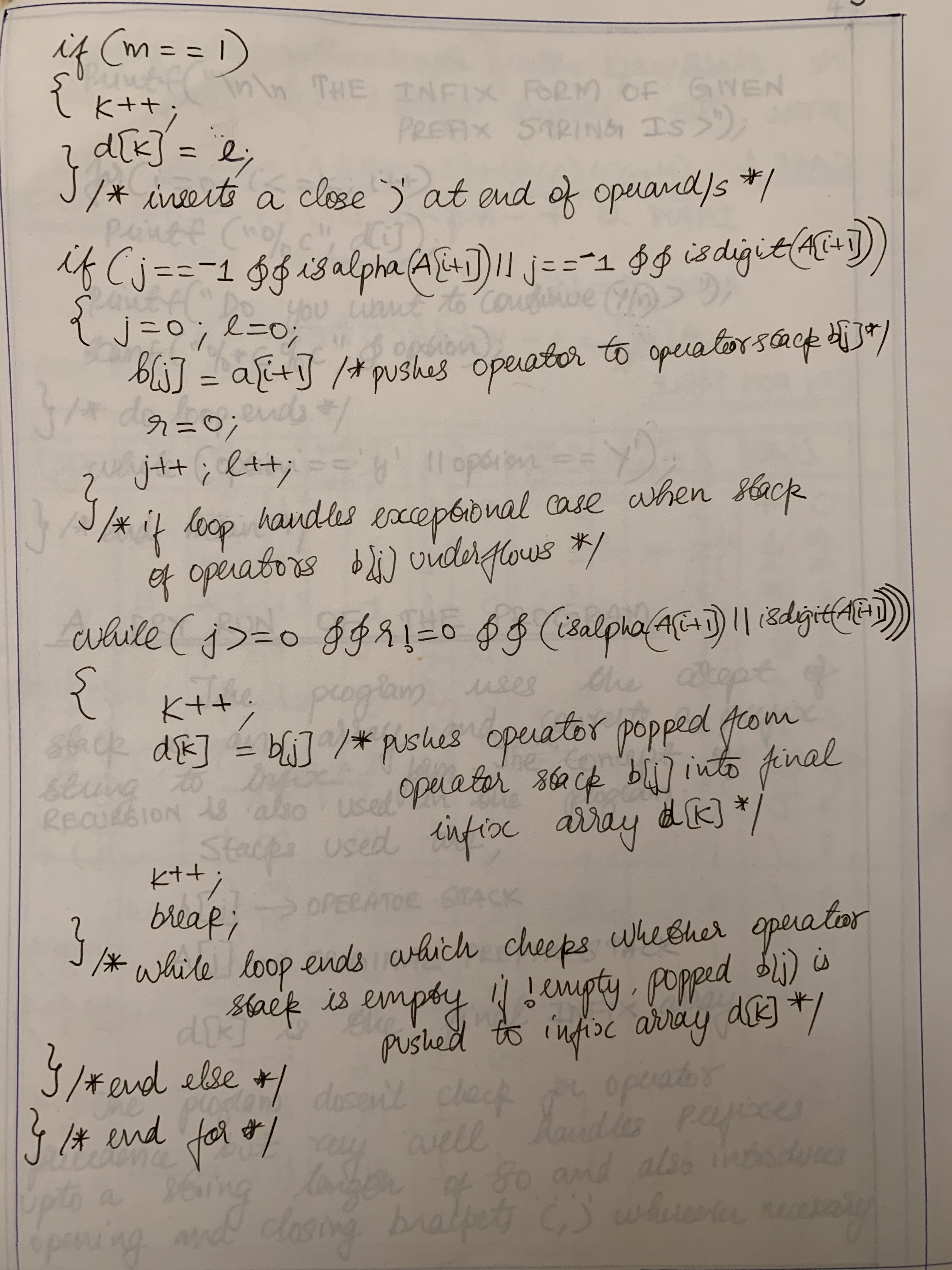 C program to convert prefix string to infix form