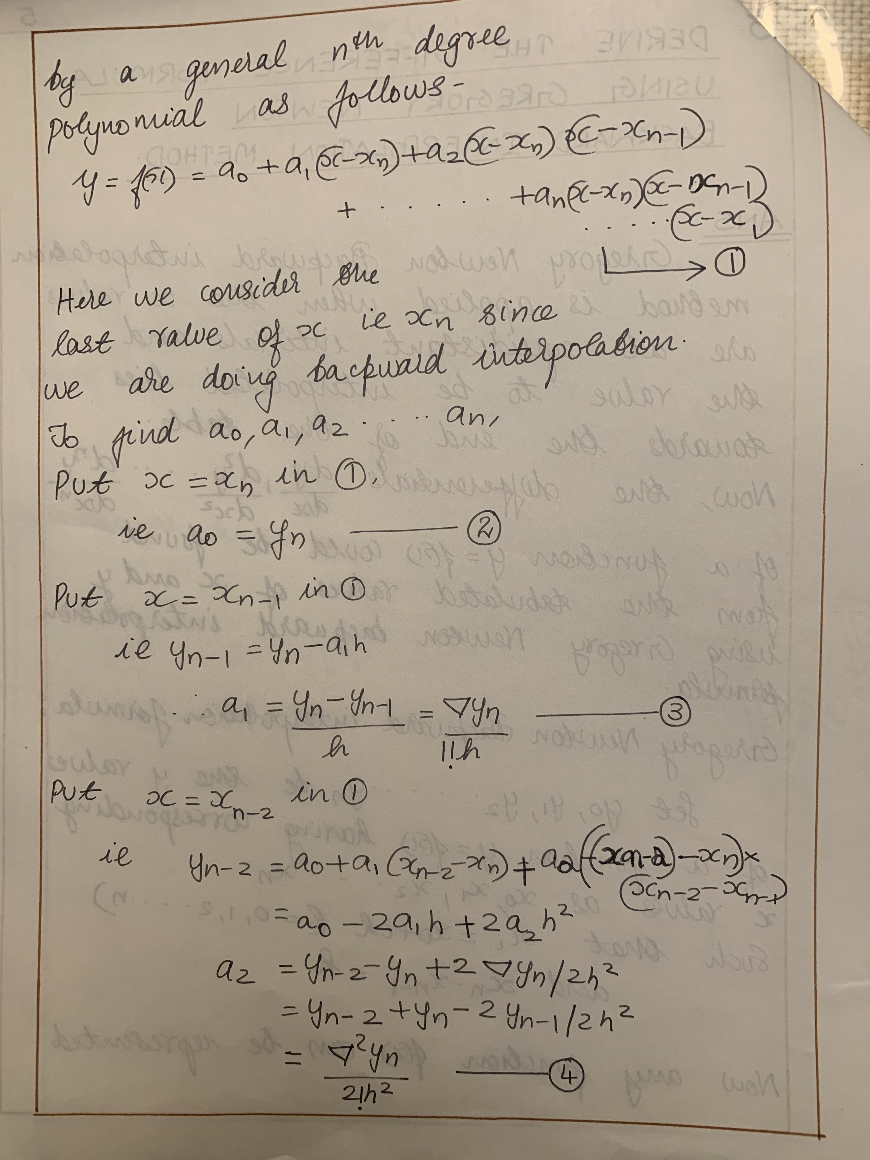 Gregory Newton Backward Interpolation Method