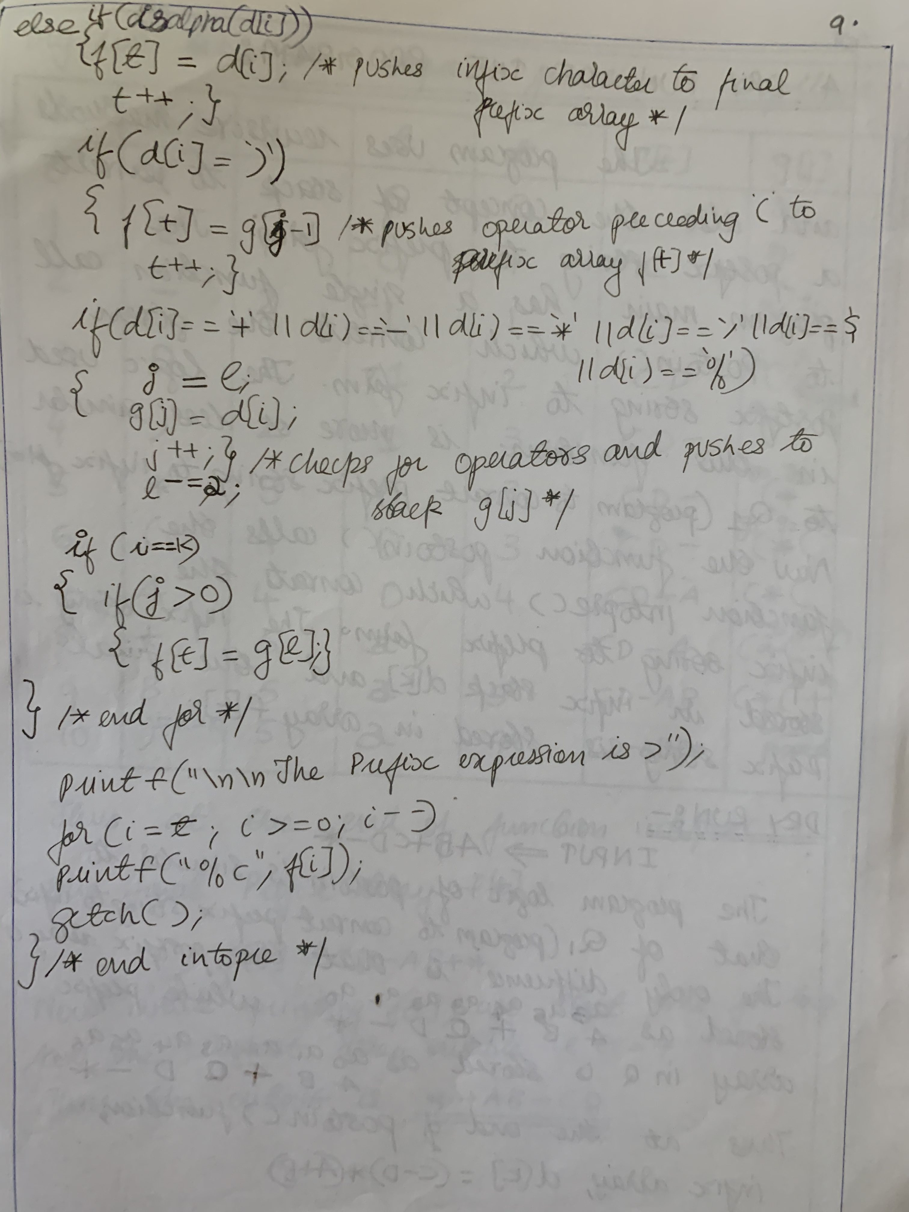 C program to convert a postfix string to prefix form