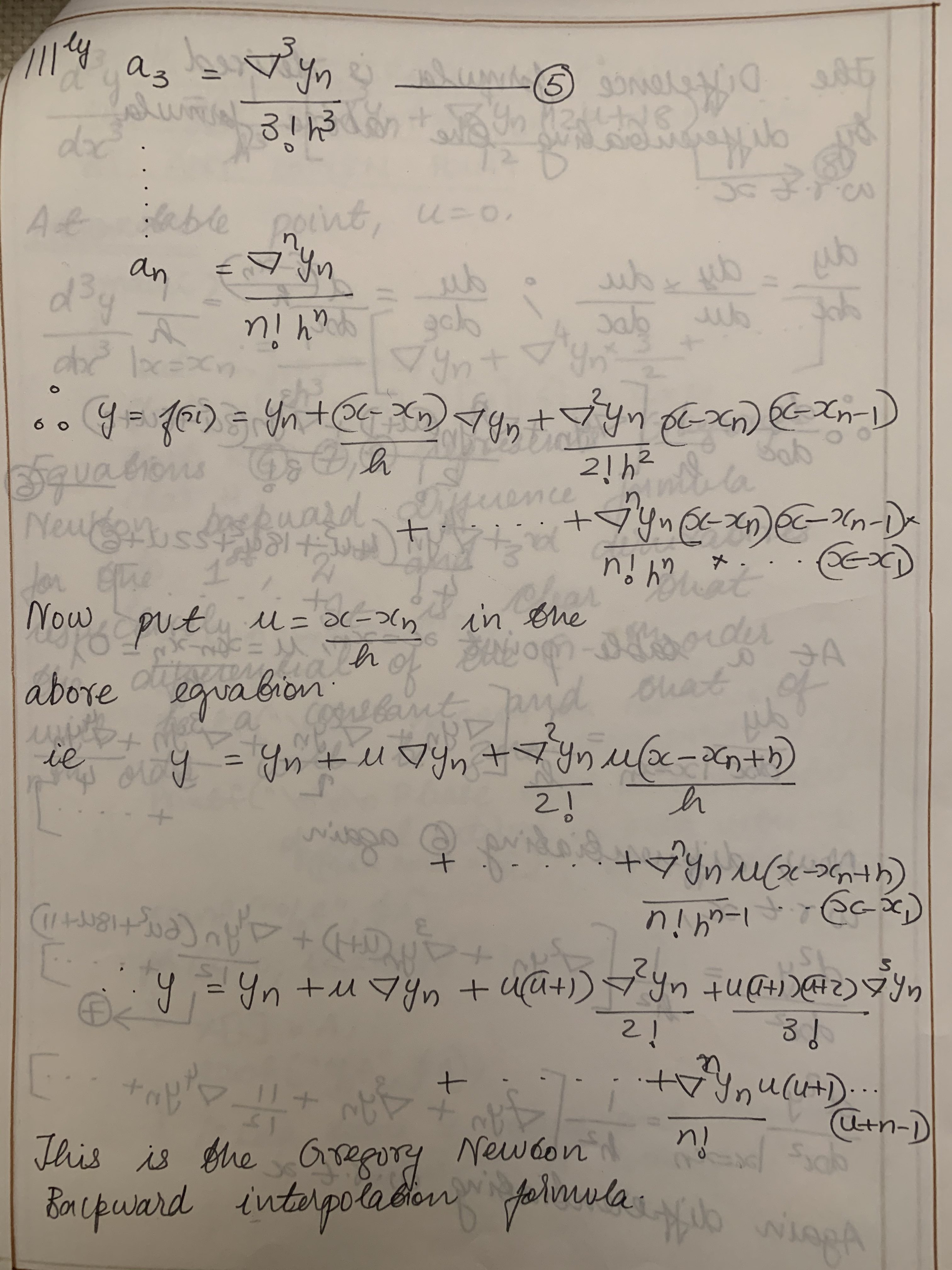 Gregory Newton Backward Interpolation Method